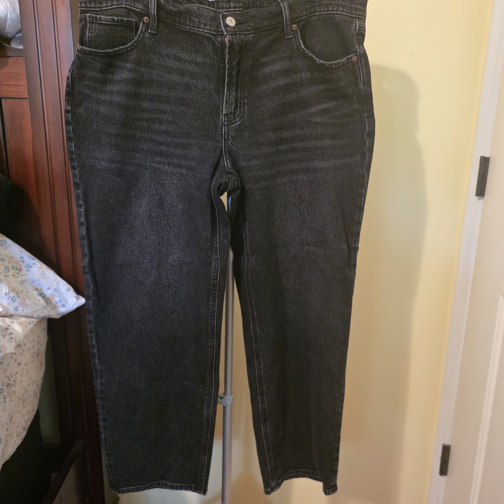 Old Navy Women's Black Washed Boyfriend Jeans Size 16